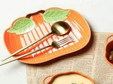 Pumpkin Ceramic Plate, Fall Themed Tableware, Pumpkin Candy Dish, Harvest Bowl Set, festive Serving V1366-AZ2-W-20791