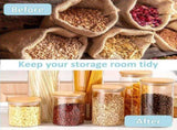 CARLA HOME 12 Pack Glass Storage Jars with Bamboo Lids for Kitchen Pantry, Pasta, Snacks, Cookies, LSB-36241