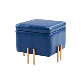 Storage Ottoman Foot Stool Cube Tuffet Seat 45cm PU Leather BLUE V274-FT-GQ106-DBU