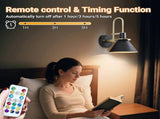 Battery Operated Wall Sconces Set of 2, RGB Wireless LED, Remote, 10000mAh, Black V1263-JX-5789
