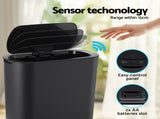 Devanti Automatic Trash Bin with Lid 25L Motion Sensor Kitchen Bin Touchless Garbage Can Plastic SB-F-25L-BK