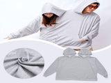 Funny Couple Hooded Sweatshirt, Unisex Casual Long Sleeve Pullover Loose Fit Top For Two People V1369-AZ3-W-21871