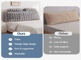 Giselle Wedge Pillow Headboard, Easy Wash Zipper Cover & Anti-Flat Foam, Couch Lumbar Support for HBP-VRNECK-COR-GY-D