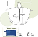 Unisex Cycling Rain Poncho, Waterproof Hooded Raincoat for Men Women with Zipper and Snaps, Blue V1237-ZY-917-201