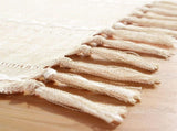 Farmhouse Table Runner Boho Style Linen 72 Inch Long, Handmade Rustic Table Runner with Tassels for V1370-AZ4-09802