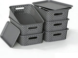 6 Pack Plastic Storage Baskets with Lids, Stackable Storage Containers Bins for Organizing Kitchen V1237-ZY00B0GGZ58BGM