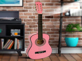 Karrera 34in Acoustic Childrens Wooden Guitar - Pink NC-34-PK
