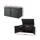 Gardeon Outdoor Storage Cabinet Box Deck Wicker Shelf Chest Garden Shed Tools Black OSC-CABI-RAT-2L-BK