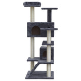 i.Pet Cat Tree 134cm Tower Scratching Post Scratcher Wood Condo House Bed Grey PET-CAT-801F-GR