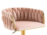 SERENIT Modern Velvet Breakfast Bar Stools Swivel Barstools Adjustable Counter Stools with Backrest V255-GP1782R-PINK
