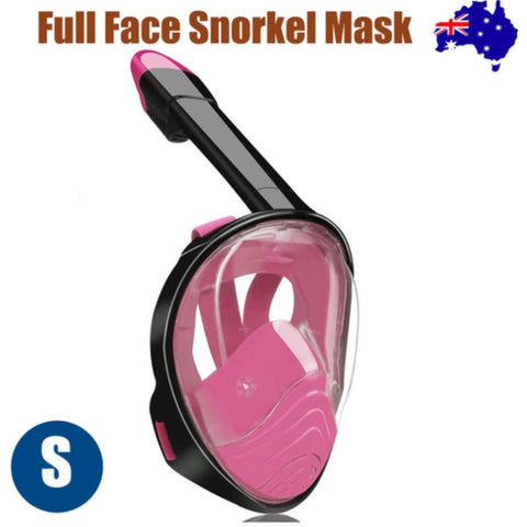 Pink Full Face Snorkel Mask Swimming Breath Dry Diving Goggle Scuba Glass Anti-Fog AU S V201-W12783343