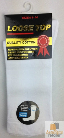 10x Pairs COTTON Rich LOOSE TOP SOCKS Medical Circulation Diabetic Comfort BULK - V563-10COTTONLTSOX-WHT11-14