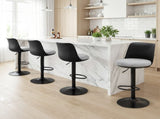 Artiss 4x Bar Stools Kitchen Swivel Gas Lift Counter Dining Chair Curved Black BA-BB-8097C-BKX4