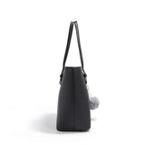 Women's Large Capacity PU Leather Tote Bag, Elegant Shoulder Bag for Work Shopping Party, Black V1188-MS-325-0320