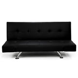 Sarantino 3 Seater Faux Leather Sofa Bed Lounge - Black SOFA-6102-PVC-BLK