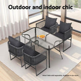 Gardeon 2PC Outdoor Dining Chairs Woven Rope Chair Patio Furniture Garden Steel ODF-ROPE-ST-BK-2X