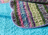 Grenn Teal Boho style Printed Bedspread Quilt Set Pillowcases V745-MAC06193Q13U
