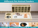 Wooden Rabbit Hay Feeder with 3-in-1 Litter Box and Bowls, Small Animal Rack for Guinea Pigs, V1338-MN-AUZ-TZW0043A