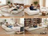 Artiss 3 Seater Modular Sofa Bed Sectional Boneless Couches for Living Room Corduroy Compressed Sofa SBED-K-CDY-4S-WH-ABC