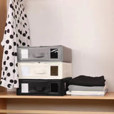 Black Foldable Oxford Fabric Storage Box with Clear Window Large Capacity Organizer for Bedding, V888-ELOSUNG40647