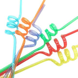 40 Pcs Colorful Spiral Long Plastic Crazy Drinking Silly Colorful Bendable V1369-AZ3-W-15695