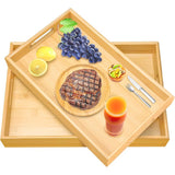 2 pcs Bamboo Trays, Wooden Tray, Rectangular Tray With Handles, Breakfast Tray V1188-MS-227-1680
