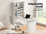 Artiss Computer Desk Office Chair Set PU Leather Wall Mount Foldable Table White DESK-WALL-REPL-WH