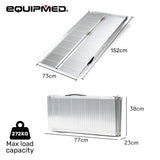 EQUIPMED 152cm Portable Folding Aluminium Access Ramp, 272kg Rated, for Wheelchair, Mobility V219-HELRMPEQ15KA