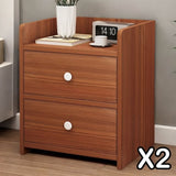 2x Bedside table walnut wood grain tray drawers vintage style furniture V360-ZC-FNBT0069-BN-2D-47X2