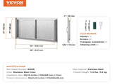BBQ Access Door, 915x533 mm Double Outdoor Kitchen Door, Stainless Steel Flush Mount Door, Wall V952-SMMBSCJMYS36GACHDV0