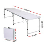 Weisshorn Folding Camping Table 240CM Portable Outdoor Picnic BBQ Aluminium Desk CAMP-B-T-MDF-240