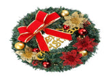 Xmas Wreath for Front Door Plastic Xmas Pine Wreath Decoration with Balls Ornament for Fireplace V1294-YM0901-3115240094612