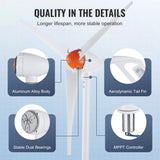 VEVOR 500W Wind Turbine Generator 24V 3-Blade Wind Turbine Kit & MPPT Controller V952-FSSFLWLFDJ40ON4TYV9
