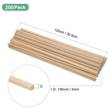 DIY Wood Square Dowel Rods for Craft Projects, 1/8 x 12 Inches Unfinished Hardwood Dowel Sticks, 200 V1369-AZ3-W-11326