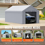 VEVOR Carport Replacement Canopy Cover Top Side Wall 10 x 20 ft, Garage Tent Shelter Tarp V952-CKPB10X20FTH27H20V0