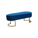 Bench Chair In Blue Velvet Fabric V43-BNC-NORI-BU