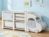 Keezi Toy Storage Organizer with 4 Storage Bins and Cabinet, Bookcase Toys Box, Toy Storage for KPS-TOY2T-4BIN-BG