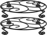 2 Pack Round Metal Plant Stands for Flower Pots, Heavy-Duty Rustproof Iron Indoor and Outdoor V1189-LC-AMZ-00305