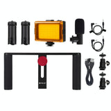 4-In-1 Vlogging Kit With Led Light Microphone Tripod And Stabilizer PRL-4203TKP