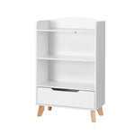 Keezi Kids Bookshelf 3 Tiers Storage Children Bookcase Toys Organiser Drawer FURNI-B-BOOK-DRAWER-WH