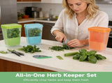3PCS Herb Keeper with Stripper and Scissors, Moisture-Proof Seal Plastic Cilantro Storage Spices V1369-AZ3-W-08804