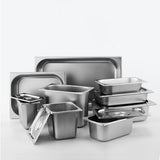 SOGA 6X Gastronorm GN Pan Full Size 1/3 GN Pan 10cm Deep Stainless Steel Tray With Lid GP5416WLIDX6