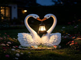 Swan Garden Statue, with Solar Hanging Lantern Light, Romantic Swan Couple Outdoor Solar Lights V1369-AZ3-W-09958
