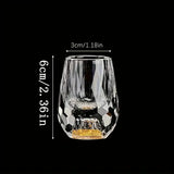 6PCS 15ml Gold Foil Shot Glass, High Transparency Glass with Diamond Cut, Reusable Spirit Glass for V1232-JBJB-001