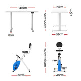 Artiss Under Desk Folding X-Bike with 140cm Automatic Standing Desk Magnetic Resistance White SDEB-114G-WH-140-DB02