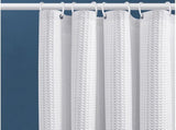 Waffle shower curtain - 80x180CM - White - With 6 plastic hooks - For bathroom and toilet - White V1188-NK-BOL-157