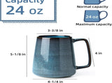 24 oz Large Ceramic Coffee Mug with Large Handle, Extra Large Tea and Coffee Cup for Office, Home, V1189-LC-RY-00406
