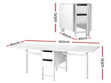Artiss Dining Table and Chairs Set 5pcs Foldable Kitchen Furniture with 2 Drawers Black and White DSET-CHANGE-DIN-2602-BKX4