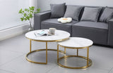 Nesting Style Coffee Table - White on Gold Stainless Steel - 80cm/60cm V292-NEST-WHT011