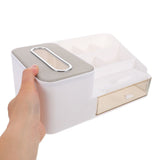 Multifunctional Tissue Box with Concealed Drawer, Desktop Storage Organizer for Home, Office, Living V1192-AZ-W-25246